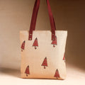 Beige Handcrafted Sanganeri Printed Leather Hand Bag