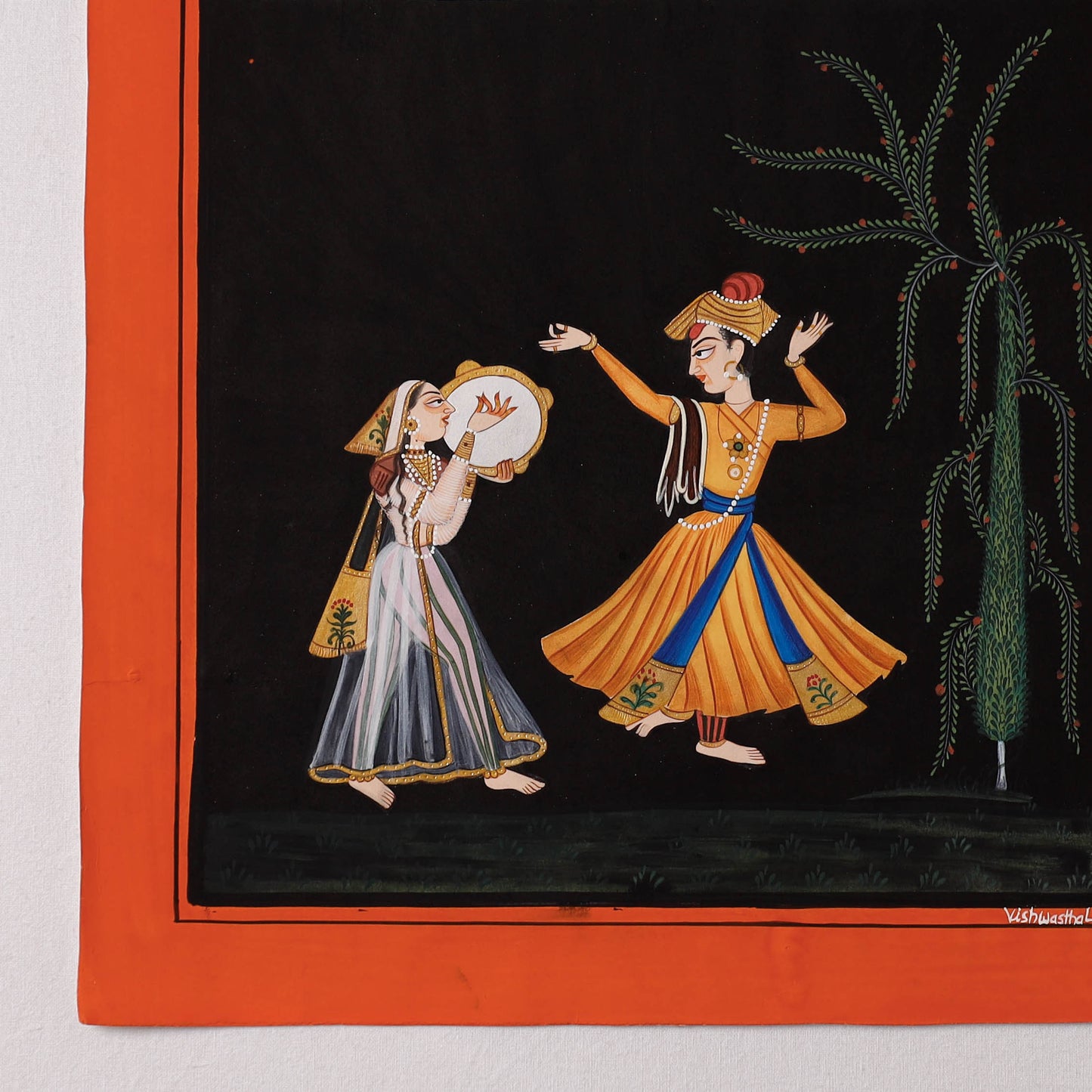 Traditional Basohli Painting by Vishwasthali (11 x 11 in)