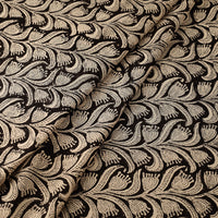 Black - Leafy Bel Dabu Bagru Block Print Cotton Fabric