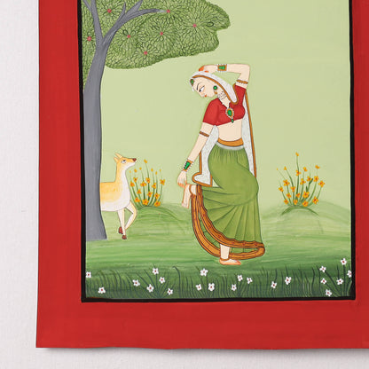 Traditional Basohli Painting by Vishwasthali (11 x 9 in)