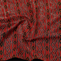 Red - Bengal Kantha Embroidery Block Printed Silk Handloom Stole