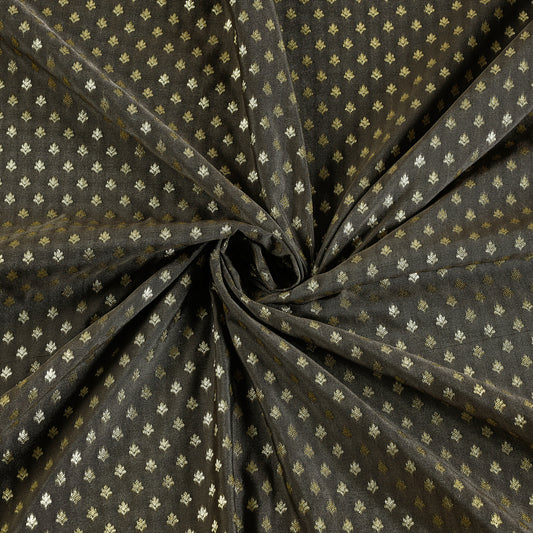 Black - Banarasi Jacquard Brocade Viscose Silk Fabric