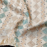 Beige - Bengal Kantha Embroidery Silk Handloom Stole