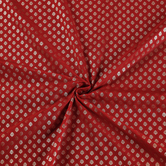 Red - Banarasi Jacquard Brocade Viscose Silk Fabric