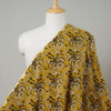 Yellow with Chamomile Block Printed Cotton Bagru Fabric