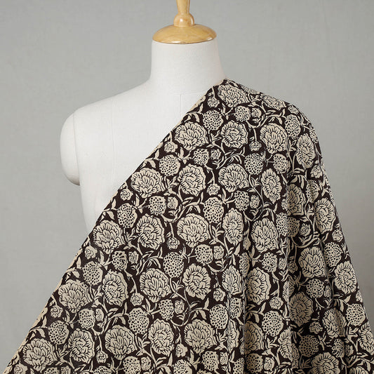 Brown - Dahlia & Rose Bagru Block Printed Cotton Fabric