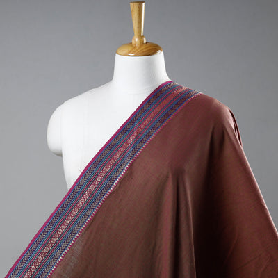 Brown - Prewashed Dharwad Weave Cotton Thread Border Fabric
