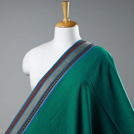 Green - Prewashed Dharwad Weave Cotton Thread Border Fabric