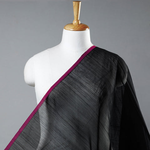 Black Handloom Silk Cotton Plain Chanderi Fabric