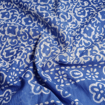 Blue - Hand Batik Printed Cotton Saree with Blouse Piece 66