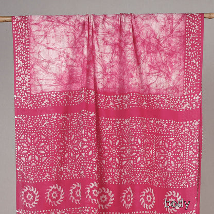 Pink - Hand Batik Printed Cotton Saree with Blouse Piece 67