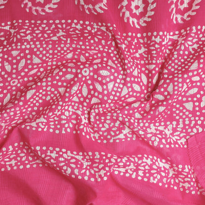 Pink - Hand Batik Printed Cotton Saree with Blouse Piece 67