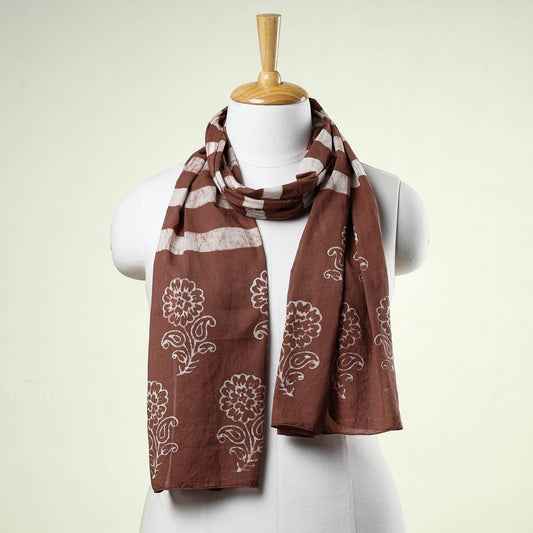Brown - Batik Block Printed Cotton Stole