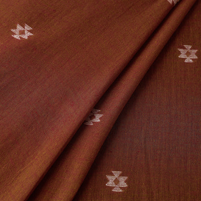 Brown - Bengal Jamdani Buti Handloom Cotton Fabric