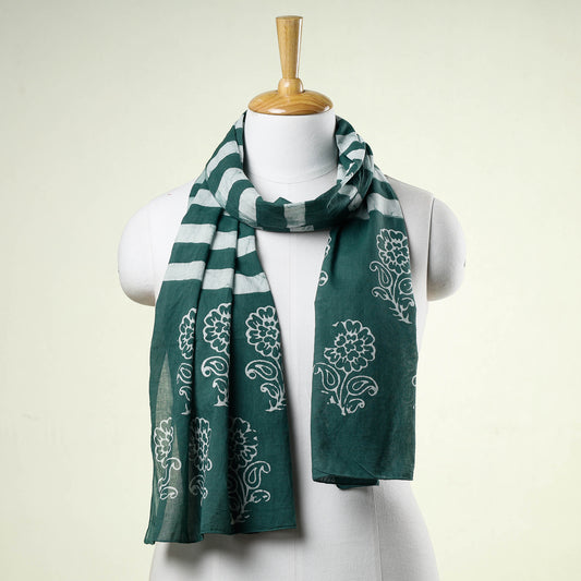 Green - Batik Block Printed Cotton Stole