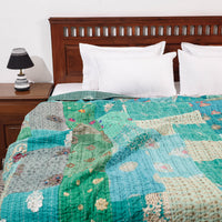 Khambadiya Patchwork Patola Silk Cotton Quilt / Gudri / Blanket (108 x 90 in)