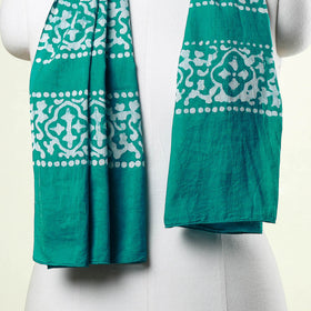 Green Batik Block Printed Cotton Stole 