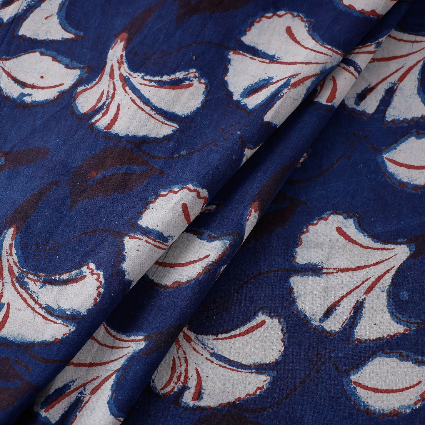 Blue - ' फूल ' Wide Fool-proof - Bindaas Hand Block Printed Cotton Fabric