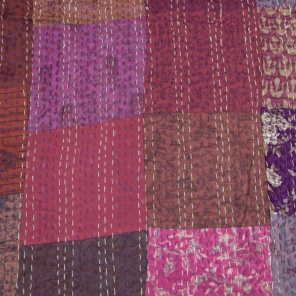 Khambadiya Tagai Patchwork Silk Cotton Quilt / Gudri / Blanket (108 x 90 in)