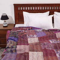 Khambadiya Tagai Patchwork Silk Cotton Quilt / Gudri / Blanket (108 x 90 in)