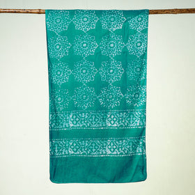 Green Batik Block Printed Cotton Stole 