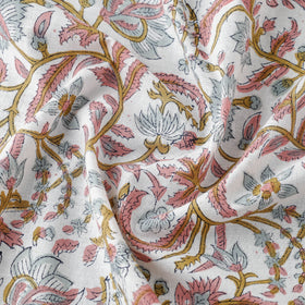 Buy Multicolour Phool Jaal Sanganeri Block Printed Cotton Fabric Online at iTokri.com
