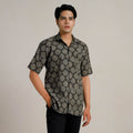 Black - Ajrakh Block Printed Cotton Men Half Sleeve Shirt 05