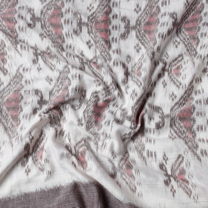 White - Maniabandha Ikat Weave Handloom Cotton Fabric