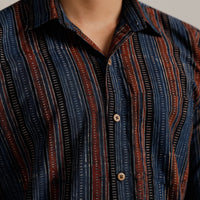 Multicolor - Ajrakh Block Printed Cotton Men Half Sleeve Shirt 06