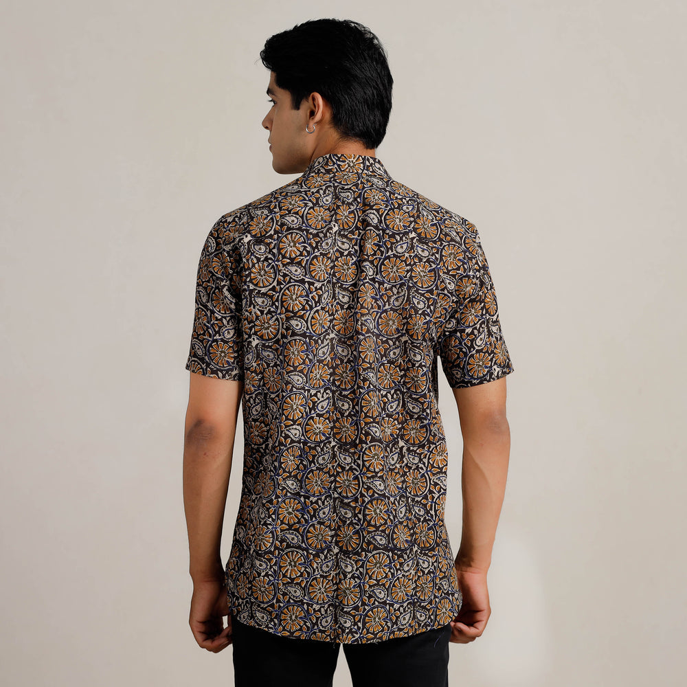 Multicolor - Bagru Block Printed Cotton Men Half Sleeve Shirt 05