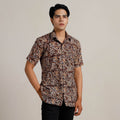 Buy Kalamkari Block Printed Cotton Men Half Sleeve Shirt 02 Online at iTokri.com
