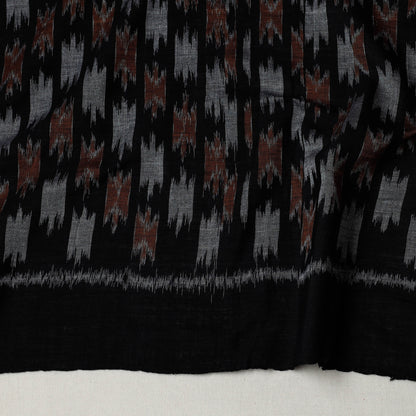 Black - Maniabandha Ikat Weave Handloom Cotton Fabric