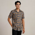 Buy Kalamkari Block Printed Cotton Men Half Sleeve Shirt 05 Online at iTokri.com