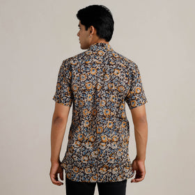 Buy Kalamkari Block Printed Cotton Men Half Sleeve Shirt 05 Online at iTokri.com