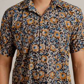 Buy Kalamkari Block Printed Cotton Men Half Sleeve Shirt 05 Online at iTokri.com