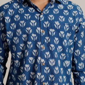 Blue - Bagru Block Printed Cotton Men Full Sleeve Shirt 11