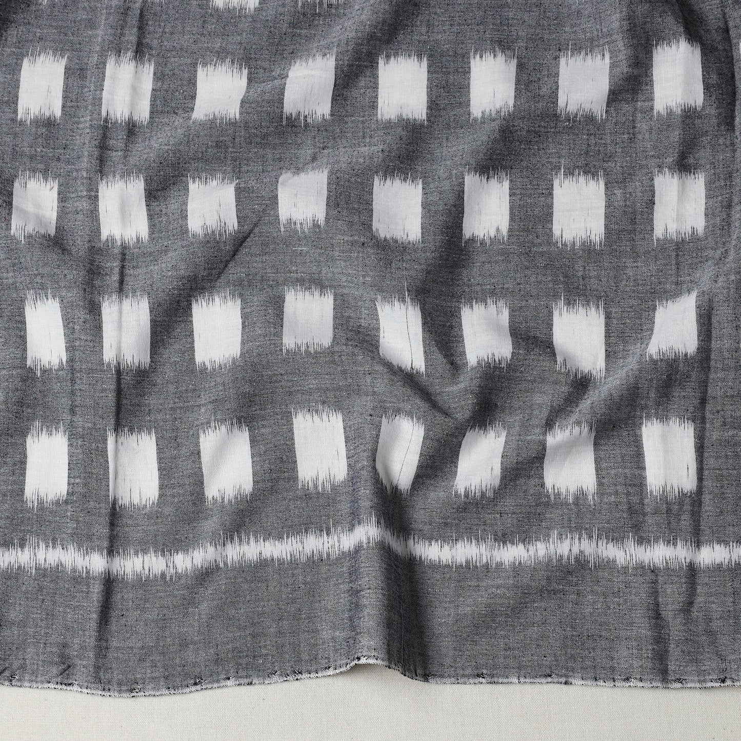 Grey - Maniabandha Ikat Weave Handloom Cotton Fabric