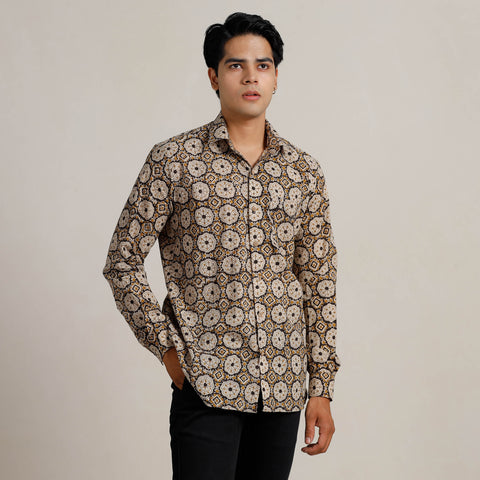 Multicolor - Bagru Block Printed Cotton Men Full Sleeve Shirt 13