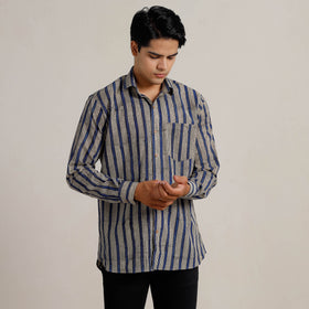  Bagru Block Printed Cotton Men Full Sleeve Shirt 10 