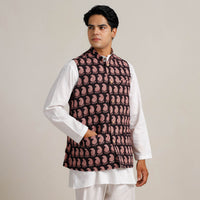 Black Bagh Print Nehru Jacket for Men 10