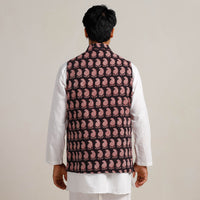 Black Bagh Print Nehru Jacket for Men 10