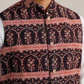 Buy Black Bagh Print Nehru Jacket for Men 