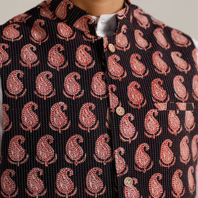 Black -  Bagh Print Nehru Jacket for Men 05