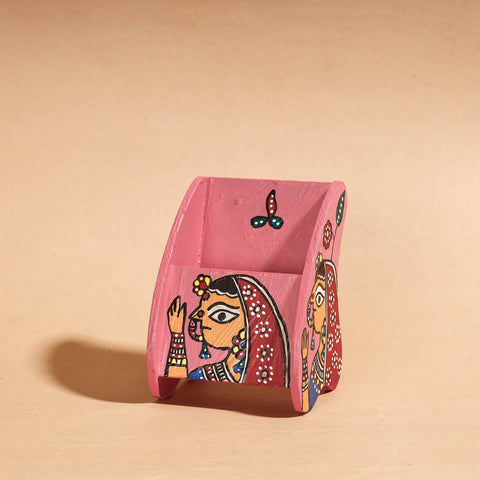  Madhubani Handpainted Wooden Pen Stand 
