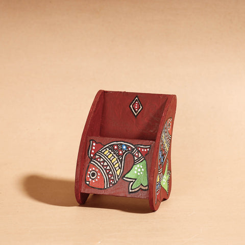  Madhubani Handpainted Wooden Pen Stand 