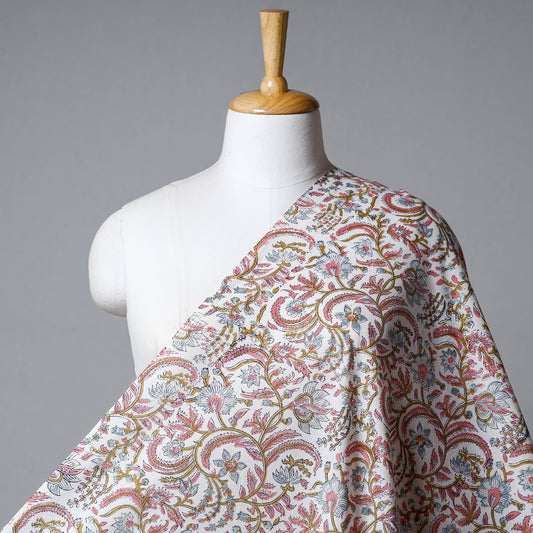 Multicolor - Multicolour Phool Jaal Sanganeri Block Printed Cotton Fabric