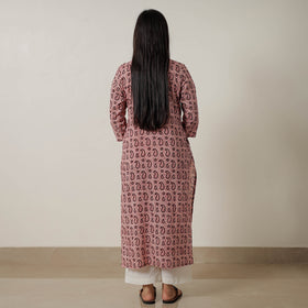 Buy Block Print Mul Cotton Straight Bagh Kurta For Women