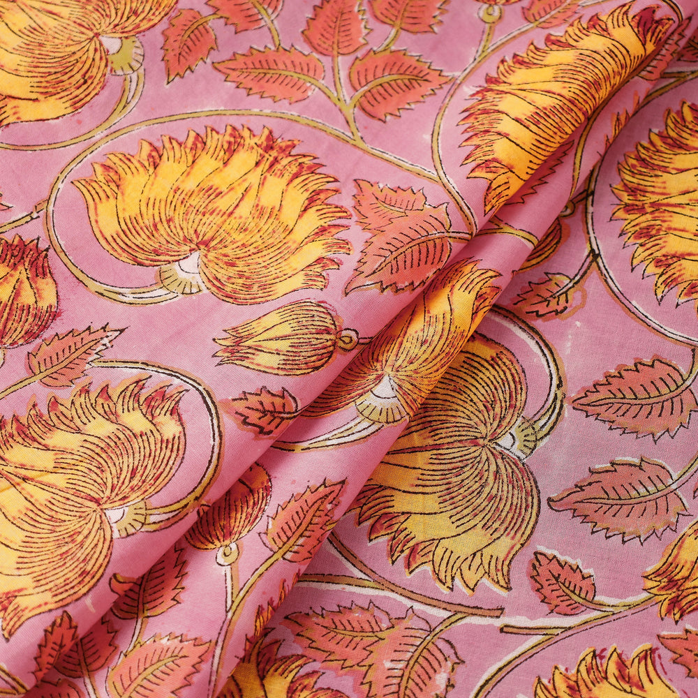 Pink - Kamal Buti Cotton Sanganeri Print Fabric 06