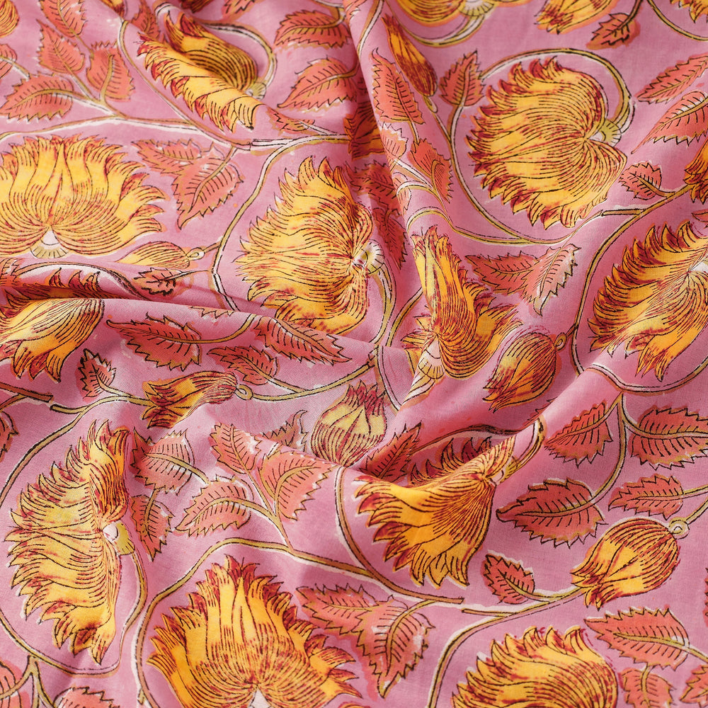 Pink - Kamal Buti Cotton Sanganeri Print Fabric 06