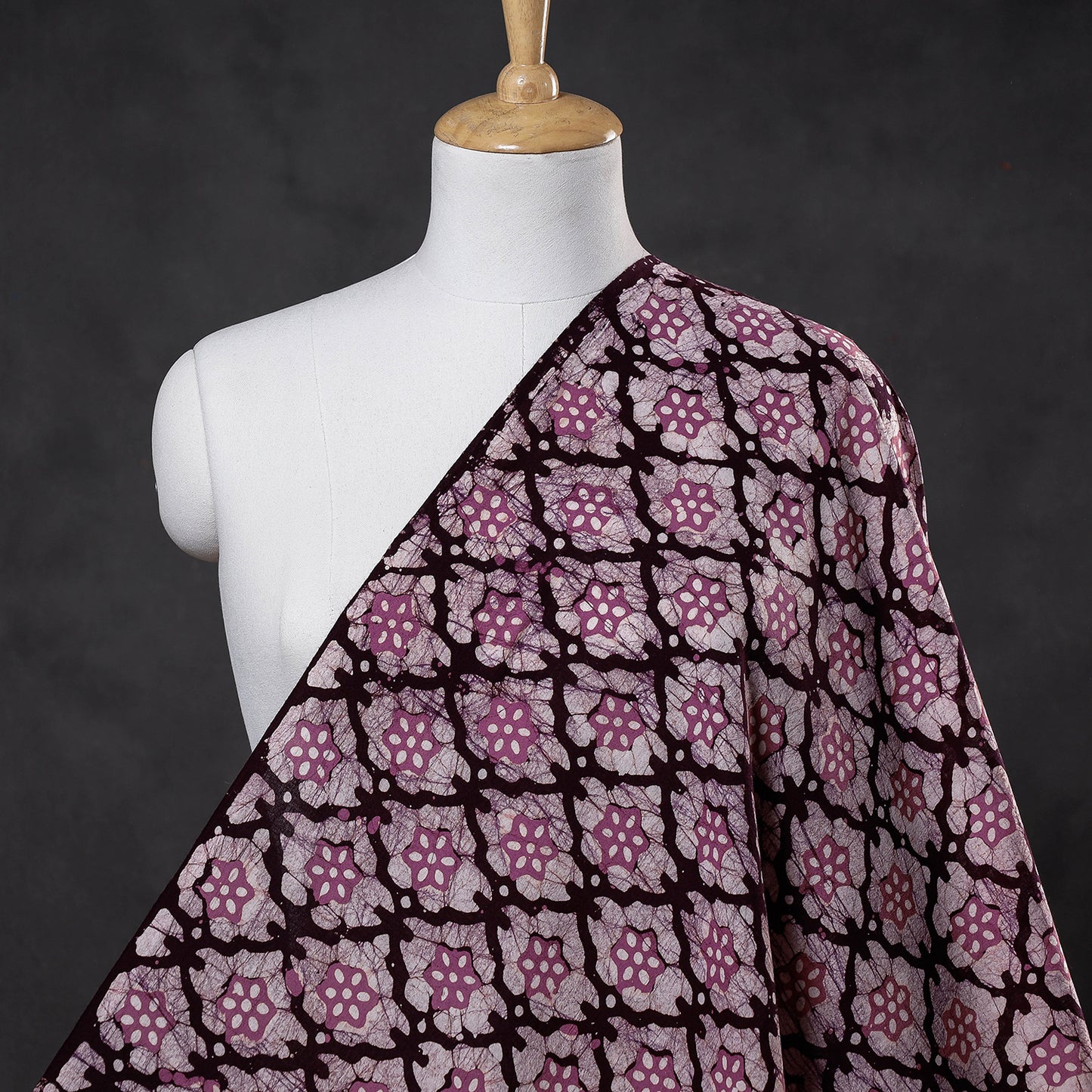 Buy Purple Hand Printed Cotton Batik Fabric